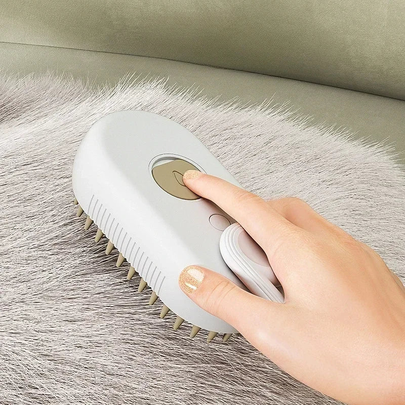 Electric Pet Grooming Brush for Dogs & Cats – USB Rechargeable 3-in-1 Shedding Tool with Steam Spray, Massage & Anti-Flying Hair Technology