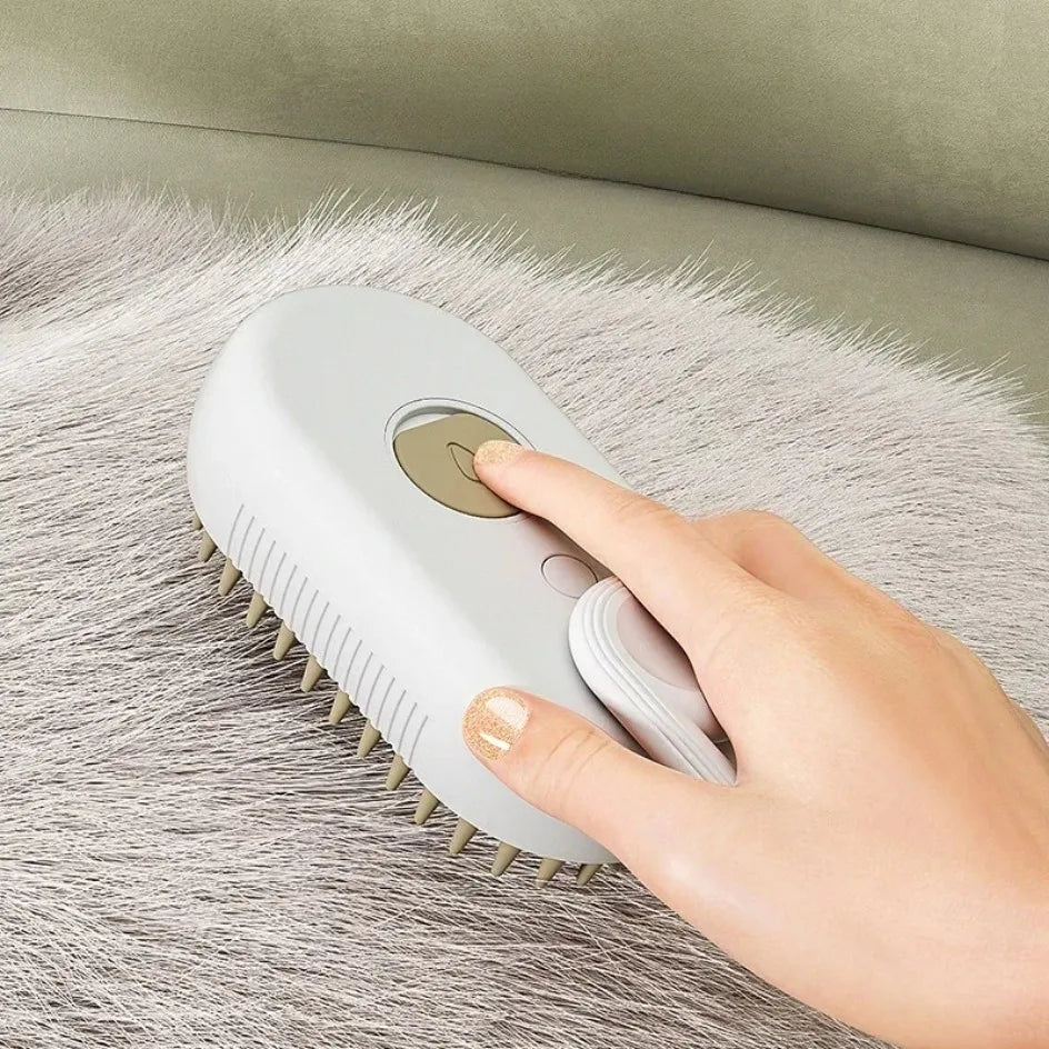 Electric Pet Grooming Brush for Dogs & Cats – USB Rechargeable 3-in-1 Shedding Tool with Steam Spray, Massage & Anti-Flying Hair Technology