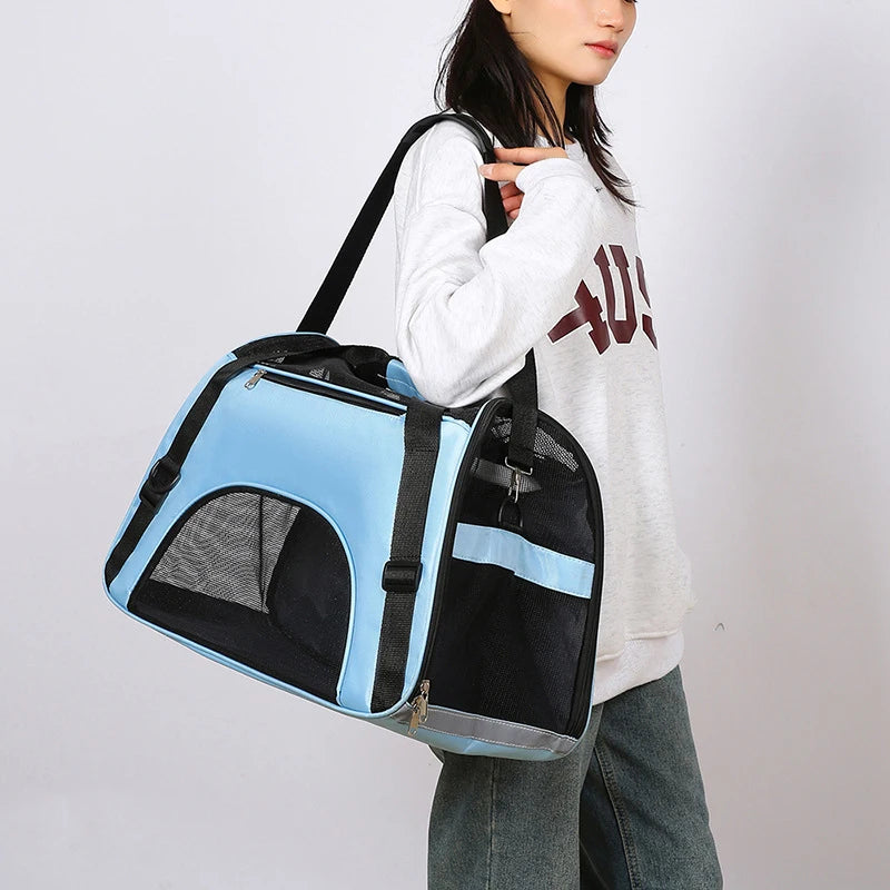 Portable Mesh Pet Carrier Bag - Breathable, Lightweight & Secure Travel Solution