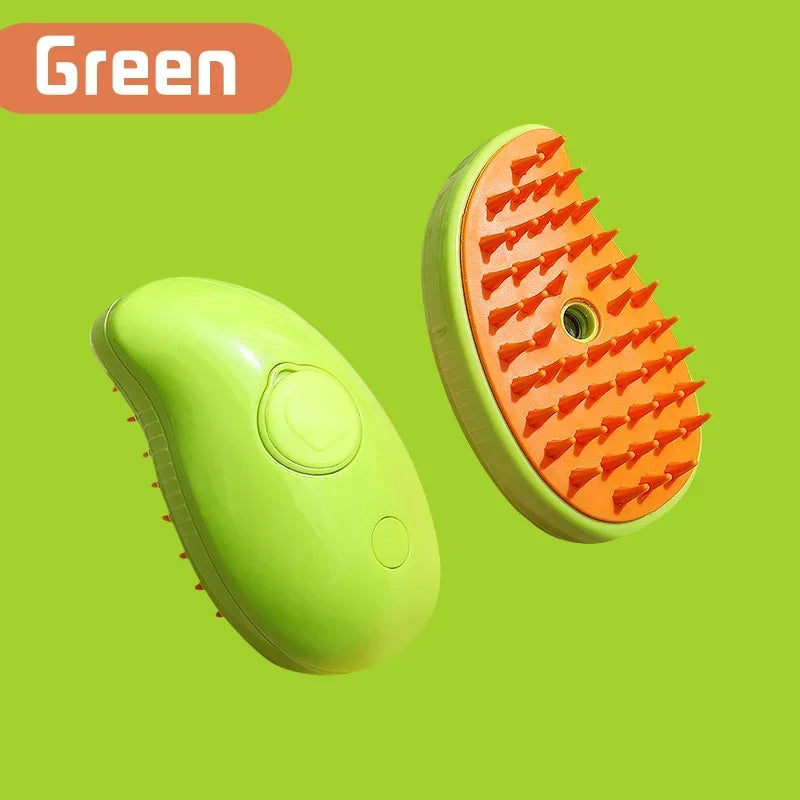 Electric Pet Grooming Brush for Dogs & Cats – USB Rechargeable 3-in-1 Shedding Tool with Steam Spray, Massage & Anti-Flying Hair Technology