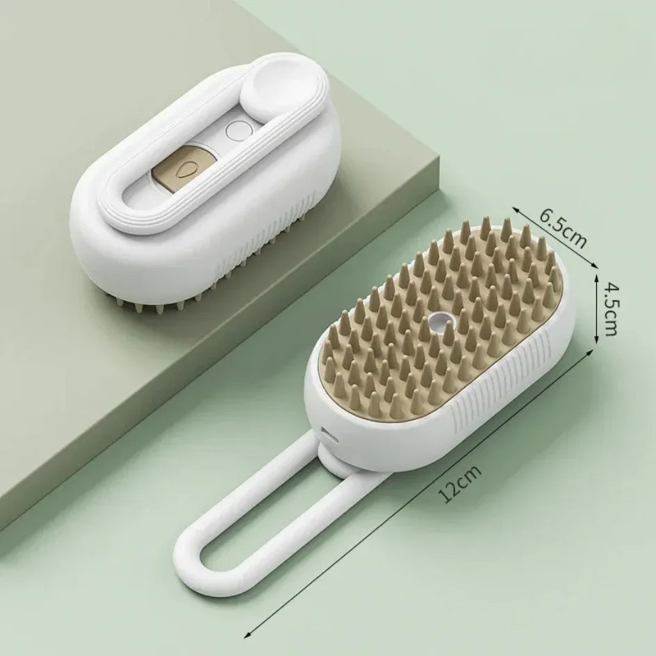 Electric Pet Grooming Brush for Dogs & Cats – USB Rechargeable 3-in-1 Shedding Tool with Steam Spray, Massage & Anti-Flying Hair Technology