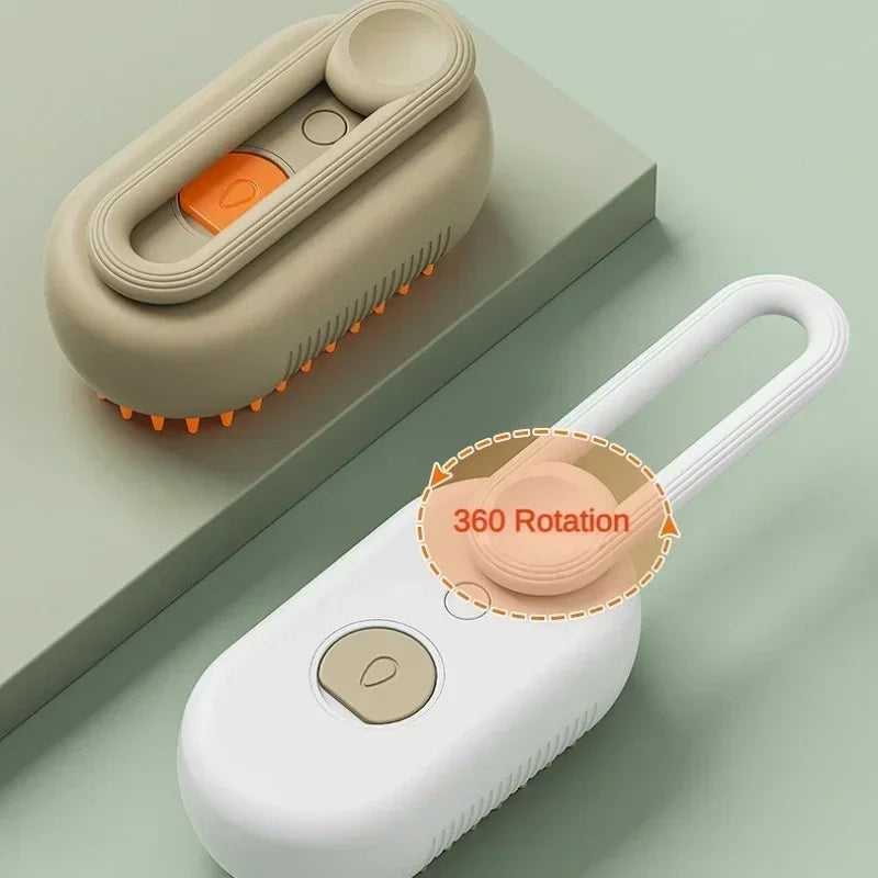 Electric Pet Grooming Brush for Dogs & Cats – USB Rechargeable 3-in-1 Shedding Tool with Steam Spray, Massage & Anti-Flying Hair Technology