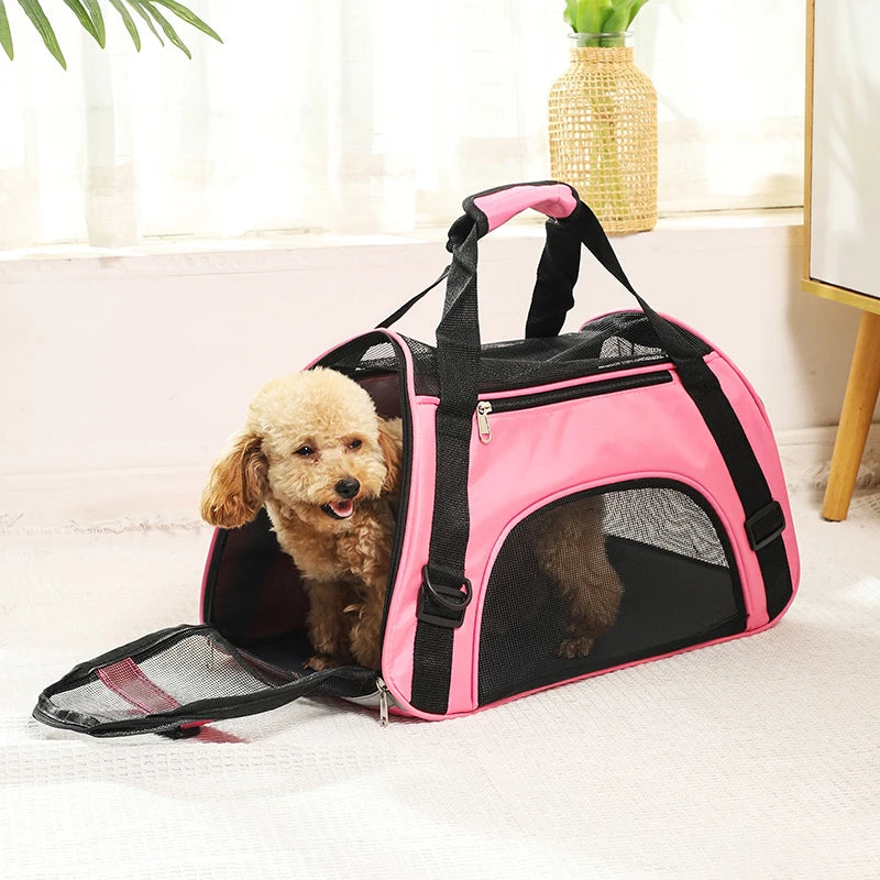 Portable Mesh Pet Carrier Bag - Breathable, Lightweight & Secure Travel Solution