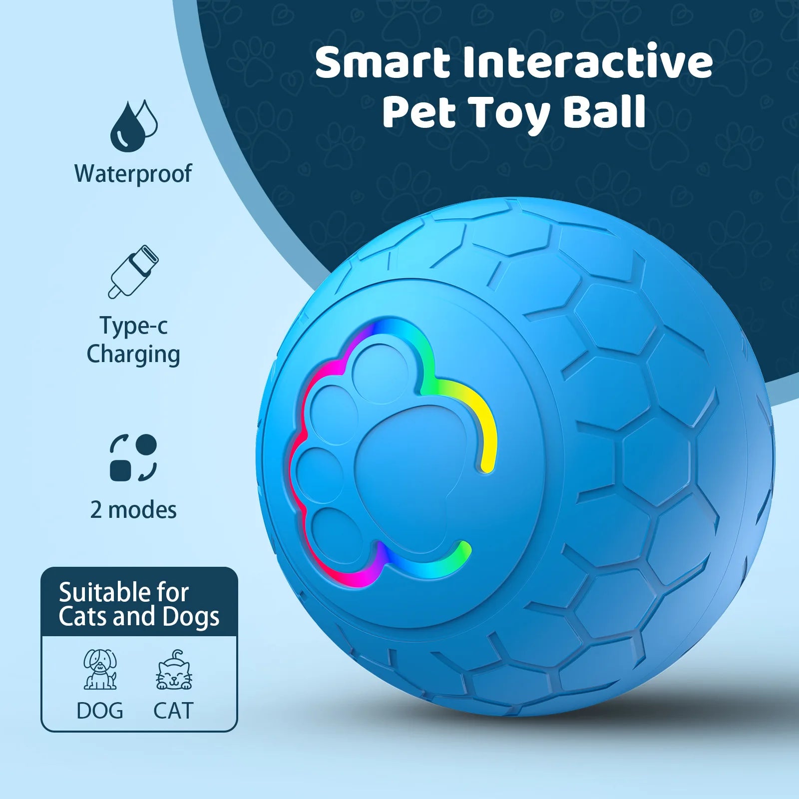 Smart Interactive Dog Ball – Self-Moving, Light-Up Fun!