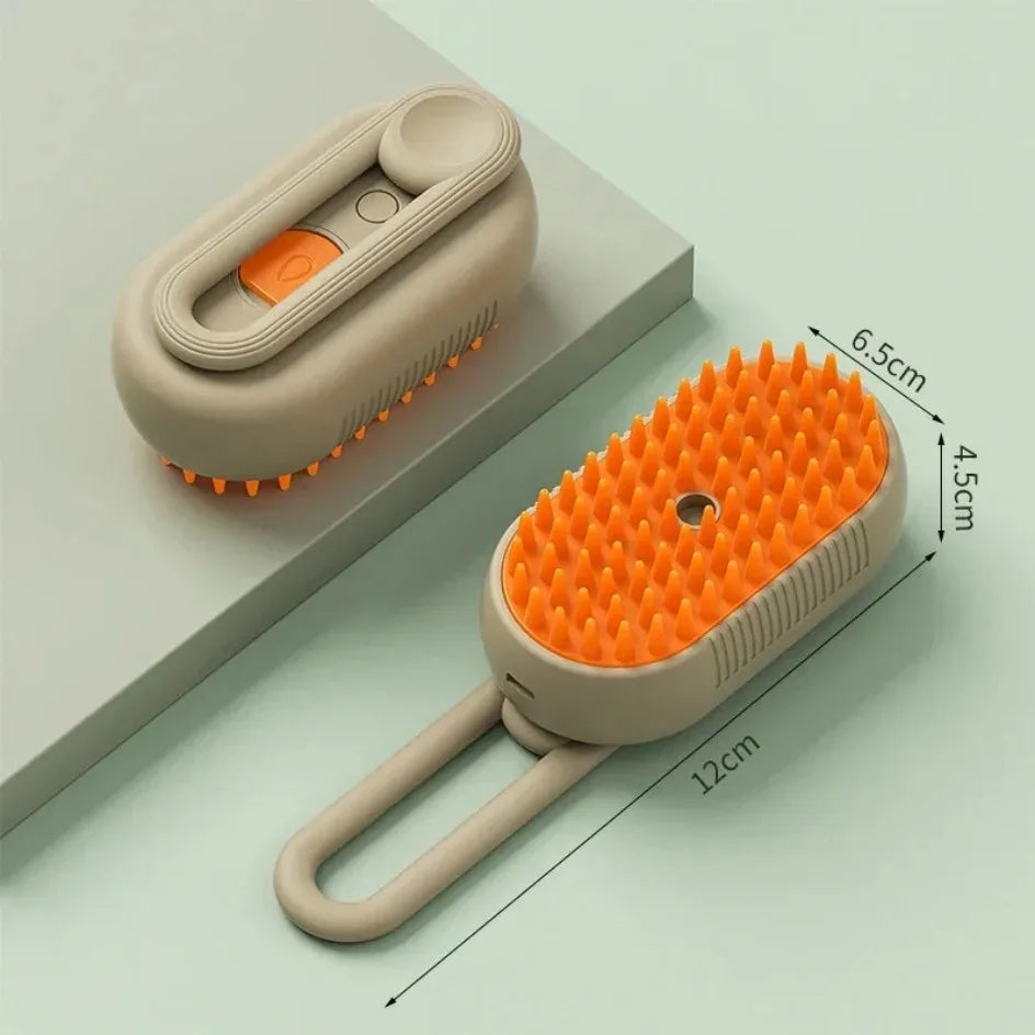 Electric Pet Grooming Brush for Dogs & Cats – USB Rechargeable 3-in-1 Shedding Tool with Steam Spray, Massage & Anti-Flying Hair Technology