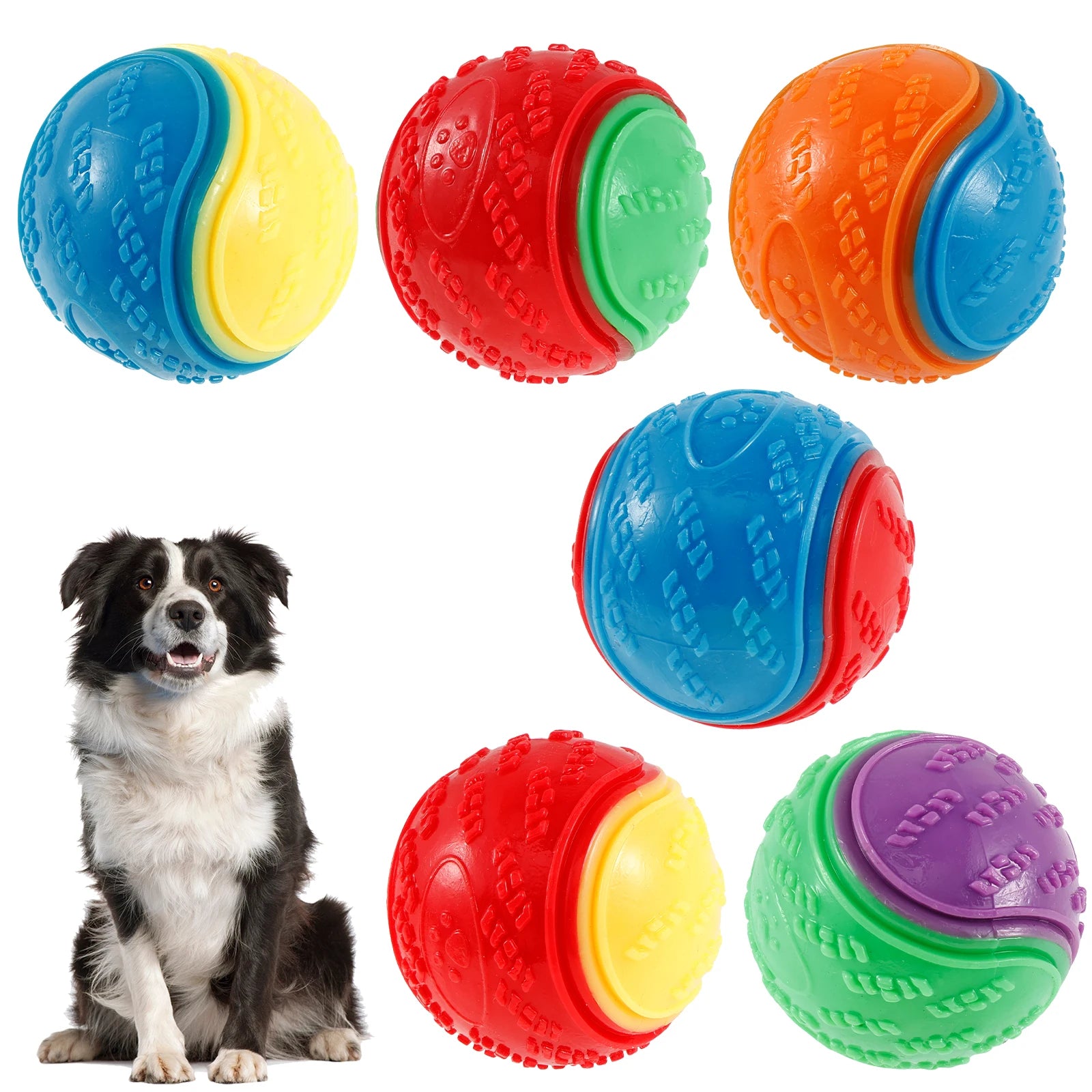 6-Pack Squeaky TPR Balls – Indestructible Fun for Dogs!