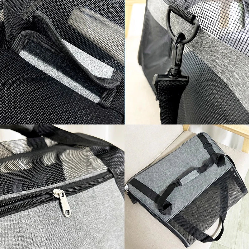 Portable Mesh Pet Carrier Bag - Breathable, Lightweight & Secure Travel Solution